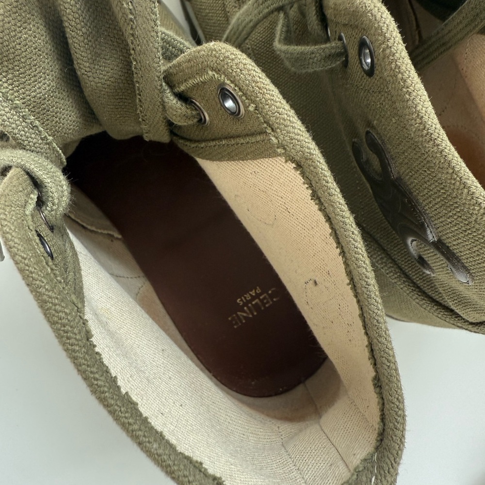 Celine patapans canvas lace up boot sneaker green size 38 - Picture 3 of 7